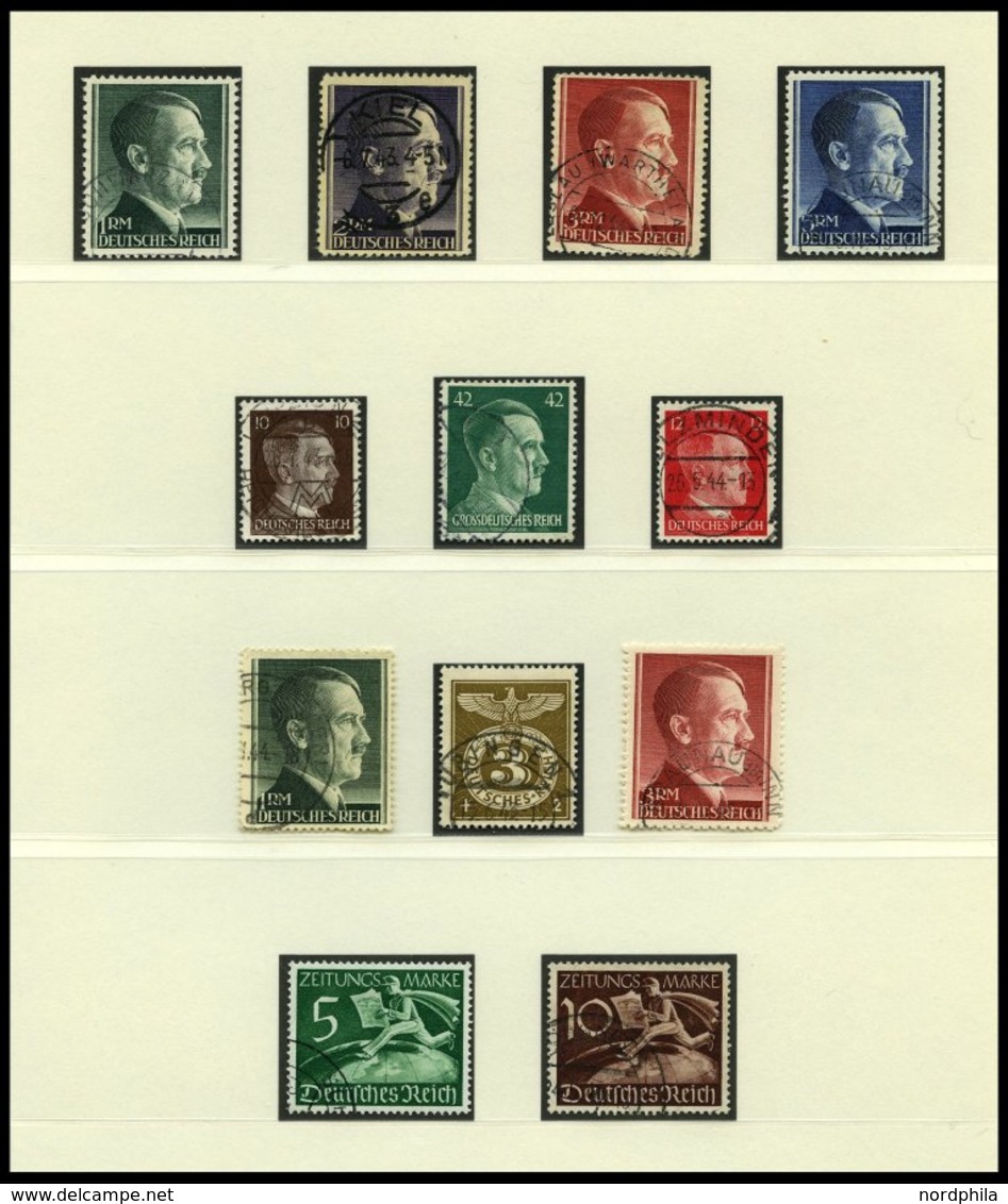 SAMMLUNGEN 479-910 o, sauber gestempelte Sammlung Dt. Reich von 1933-45 im Leuchtturm Falzlosalbum, bis auf Bl. 2 und 3 