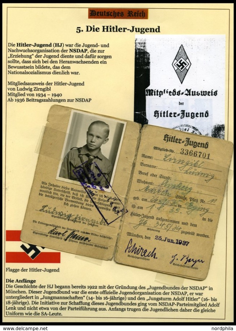 SAMMLUNGEN Brief,BrfStk , 1937-45, Motivsammlung Die Hitler-Jugend, Eine Hochinteressante Dokumentation Auf 65 Seiten Au - Usati