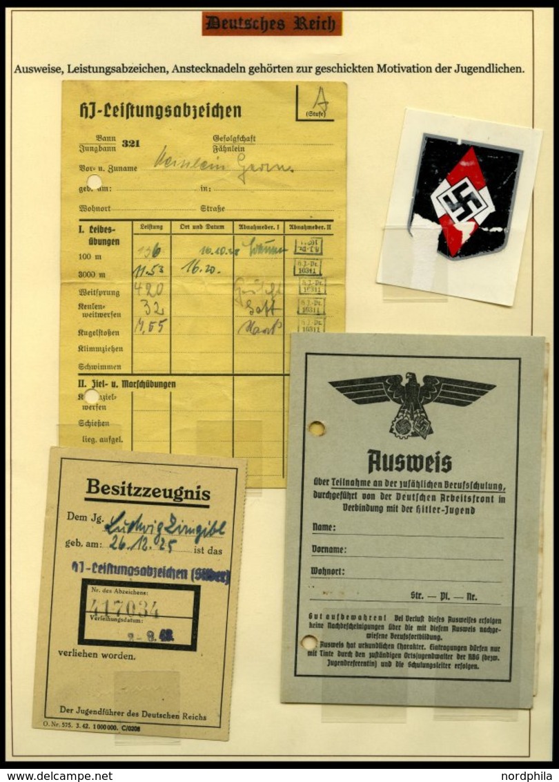 SAMMLUNGEN Brief,BrfStk , 1937-45, Motivsammlung Die Hitler-Jugend, Eine Hochinteressante Dokumentation Auf 65 Seiten Au - Usados