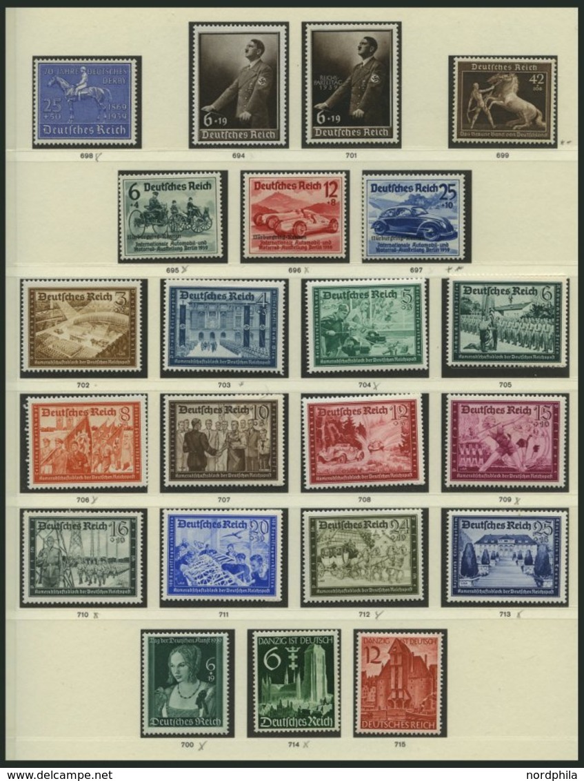SAMMLUNGEN, LOTS *, **, Ungebrauchte Sammlung Dt. Reich Von 1933-45 Im Falzlosalbum, Ab 1935 Recht Komplett, U.a. Mit Bl - Used Stamps