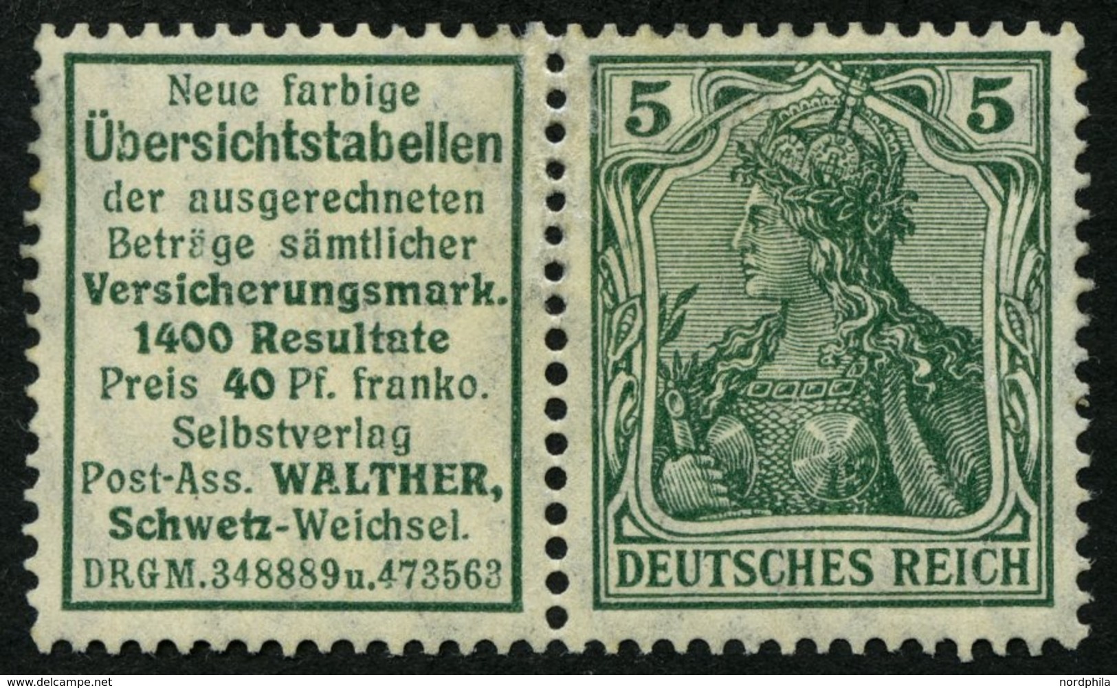 ZUSAMMENDRUCKE W 2.16 *, 1911, Übersichtstabellen + 5 Pf., Feinst, Mi. 780.- - Zusammendrucke