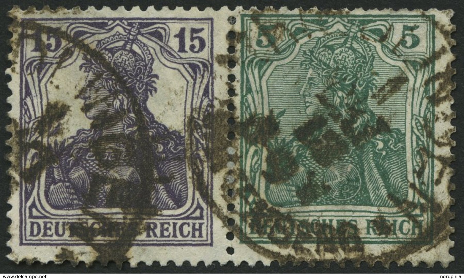 ZUSAMMENDRUCKE W 9aa O, 1917, Germania 15 + 5, Heftchenzähnung, Feinst, Mi. 400.- - Zusammendrucke