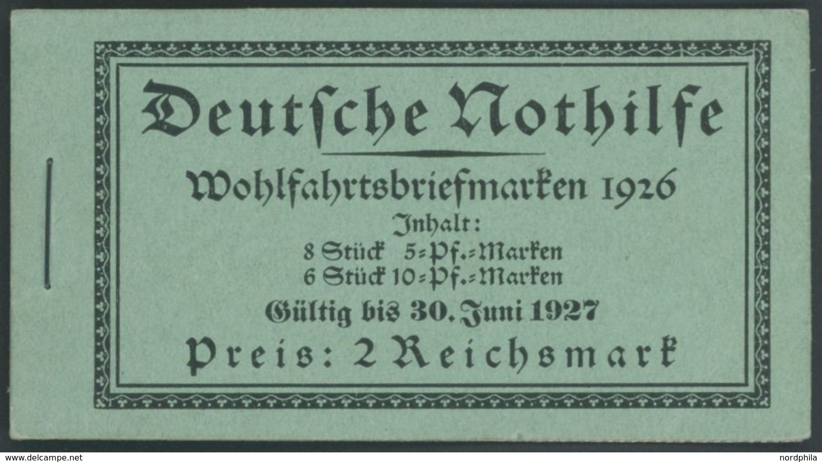ZUSAMMENDRUCKE MH 23.1.2 **, 1926, Markenheftchen Nothilfe, StrL Ok, Pracht, Mi. 1400.- - Zusammendrucke