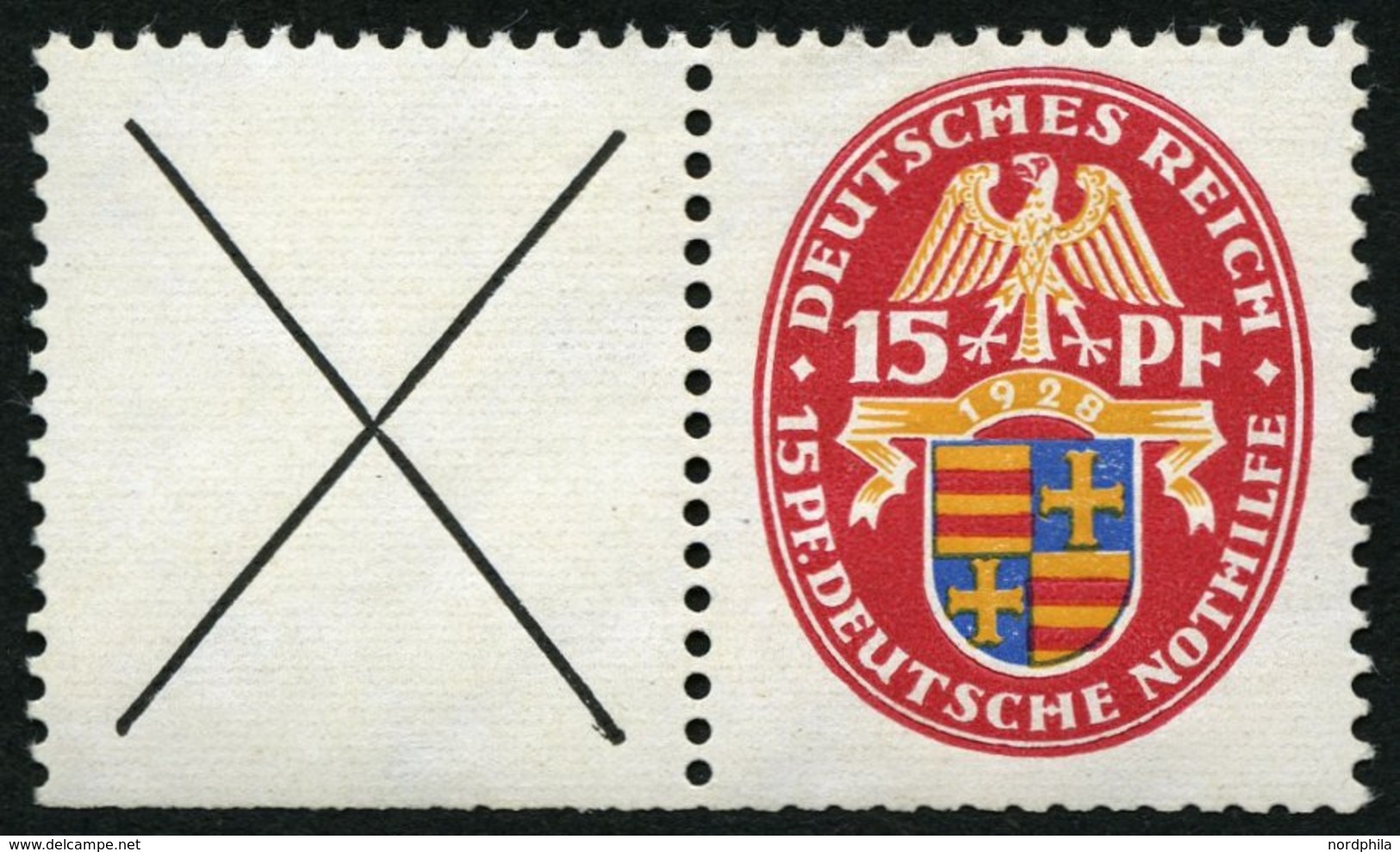 ZUSAMMENDRUCKE W 31 **, 1928, Nothilfe X + 15, Unten Starke Heftchenzähnung Sonst Pracht, Mi. 450.- - Zusammendrucke