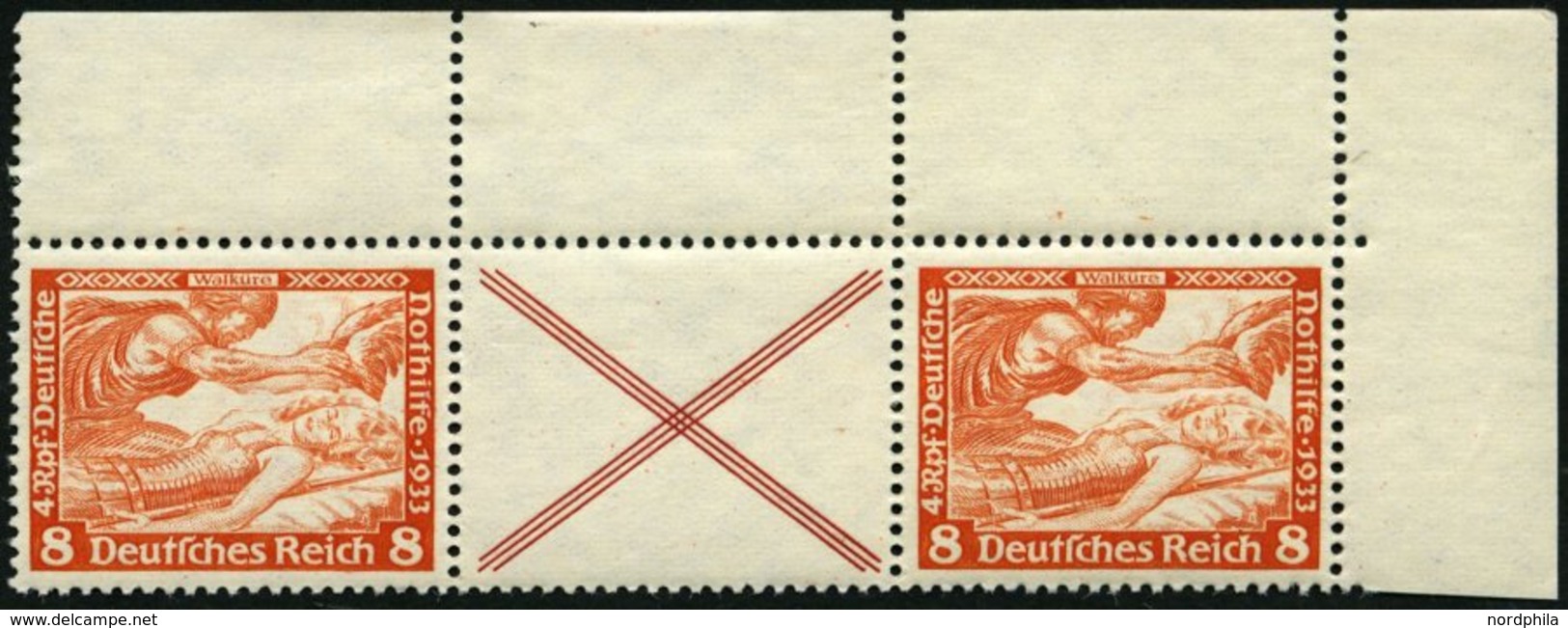 ZUSAMMENDRUCKE W 54 **, 1933, Wagner 8 + X + 8, Pracht, Mi. 300.- - Se-Tenant