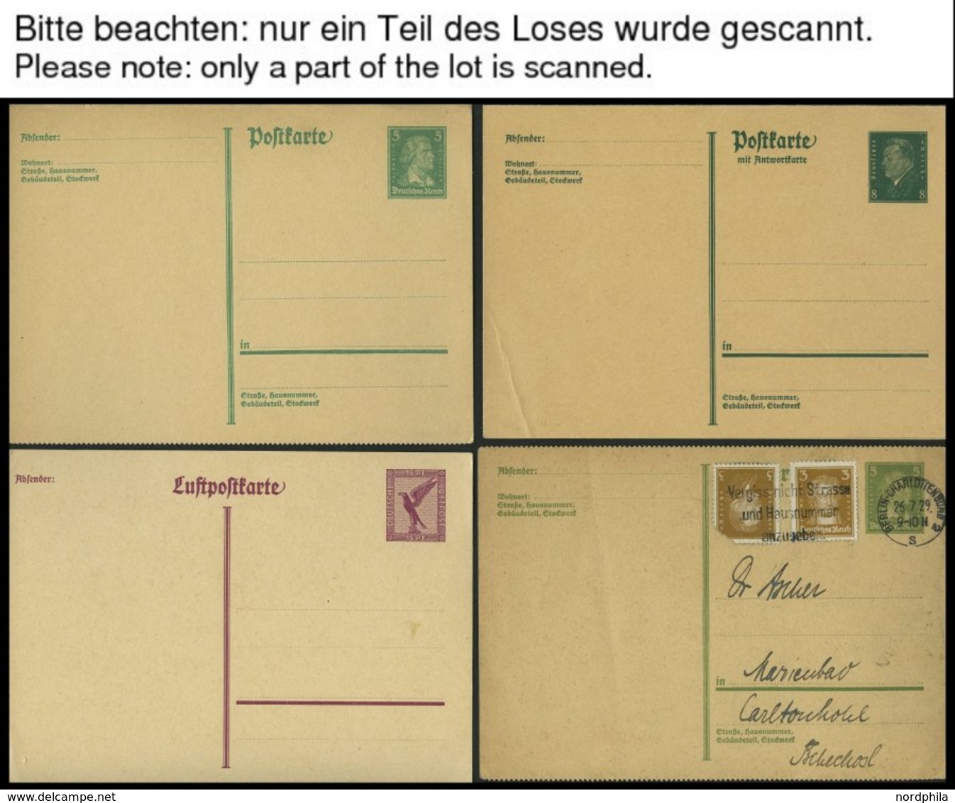 GANZSACHEN Partie Von 188 Verschiedenen Ganzsachenkarten Dt. Reich Von 1924-44, Dabei Einige Bessere, Ungebraucht Und Ge - Otros & Sin Clasificación