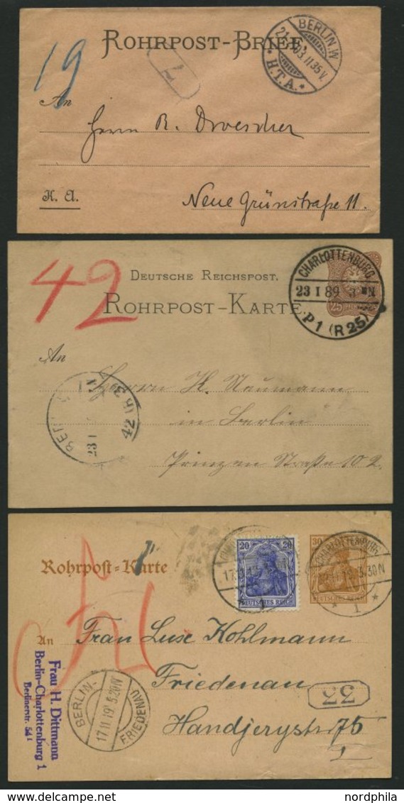 GANZSACHEN 1889-1920, 6 Verschiedene, Teils Bessere Rohrpostbelege, Meist Pracht - Autres & Non Classés