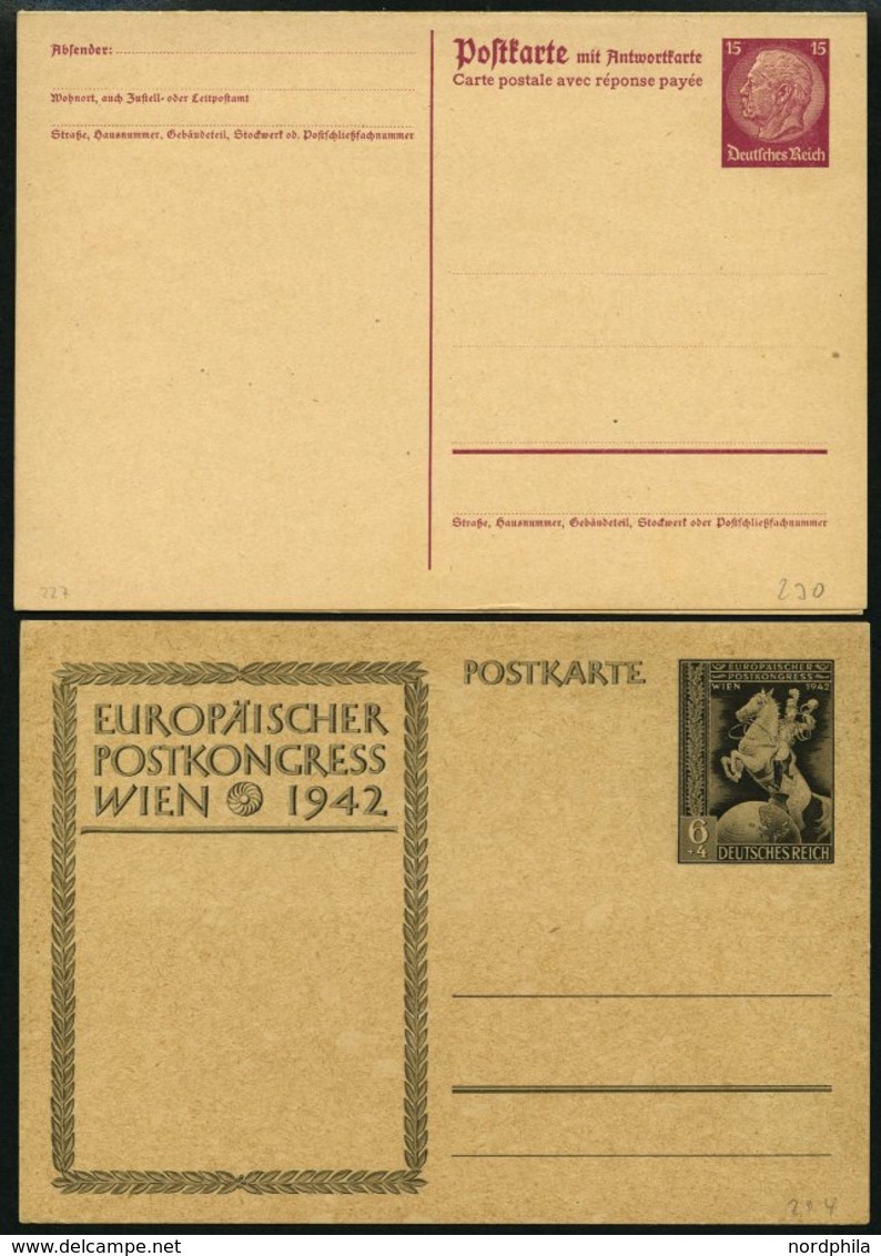 GANZSACHEN 1933-44, Partie Von 70 Verschiedenen Ungebrauchten Karten, Feinst/Pracht - Autres & Non Classés