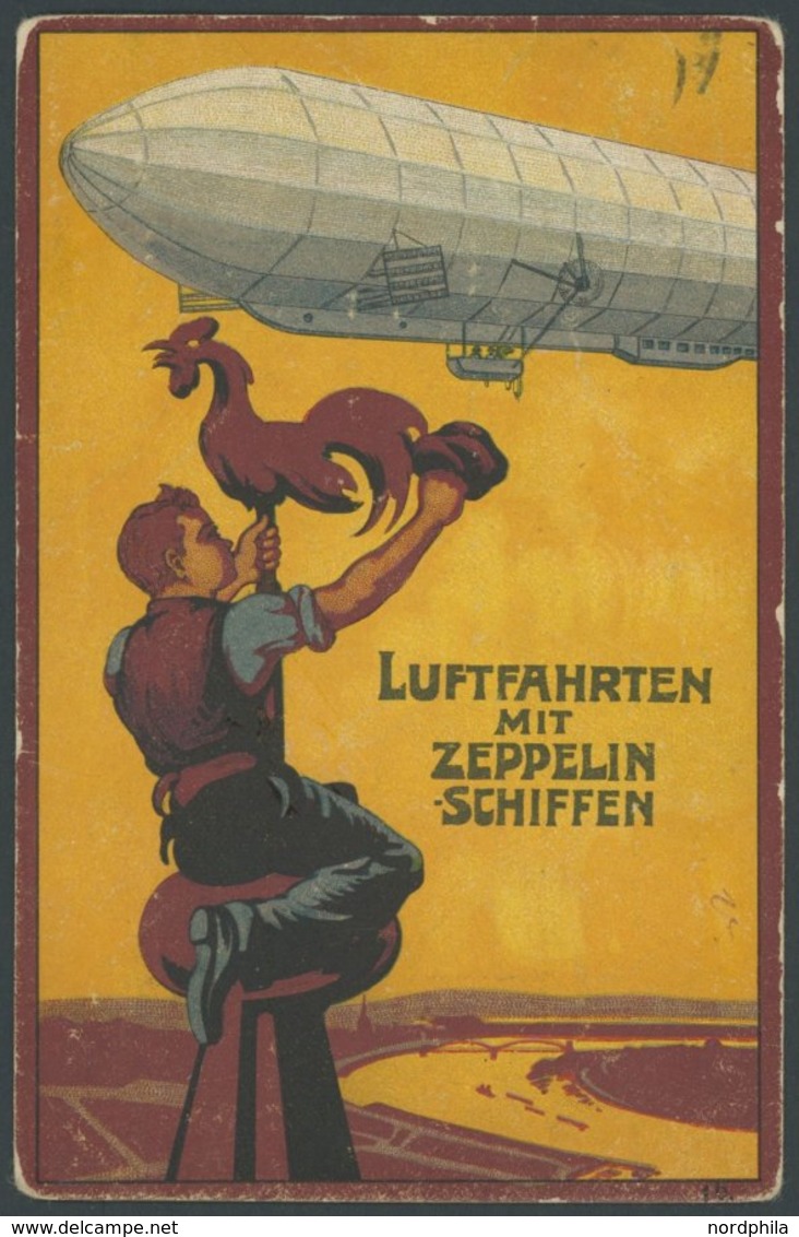 ZEPPELINPOST 2I BRIEF, 17.6.1912, Luftschiff Schwaben, Flugpost Rhein-Main Rundfahrt, Violetter Bordstempel Type I, Abwu - Zeppelines