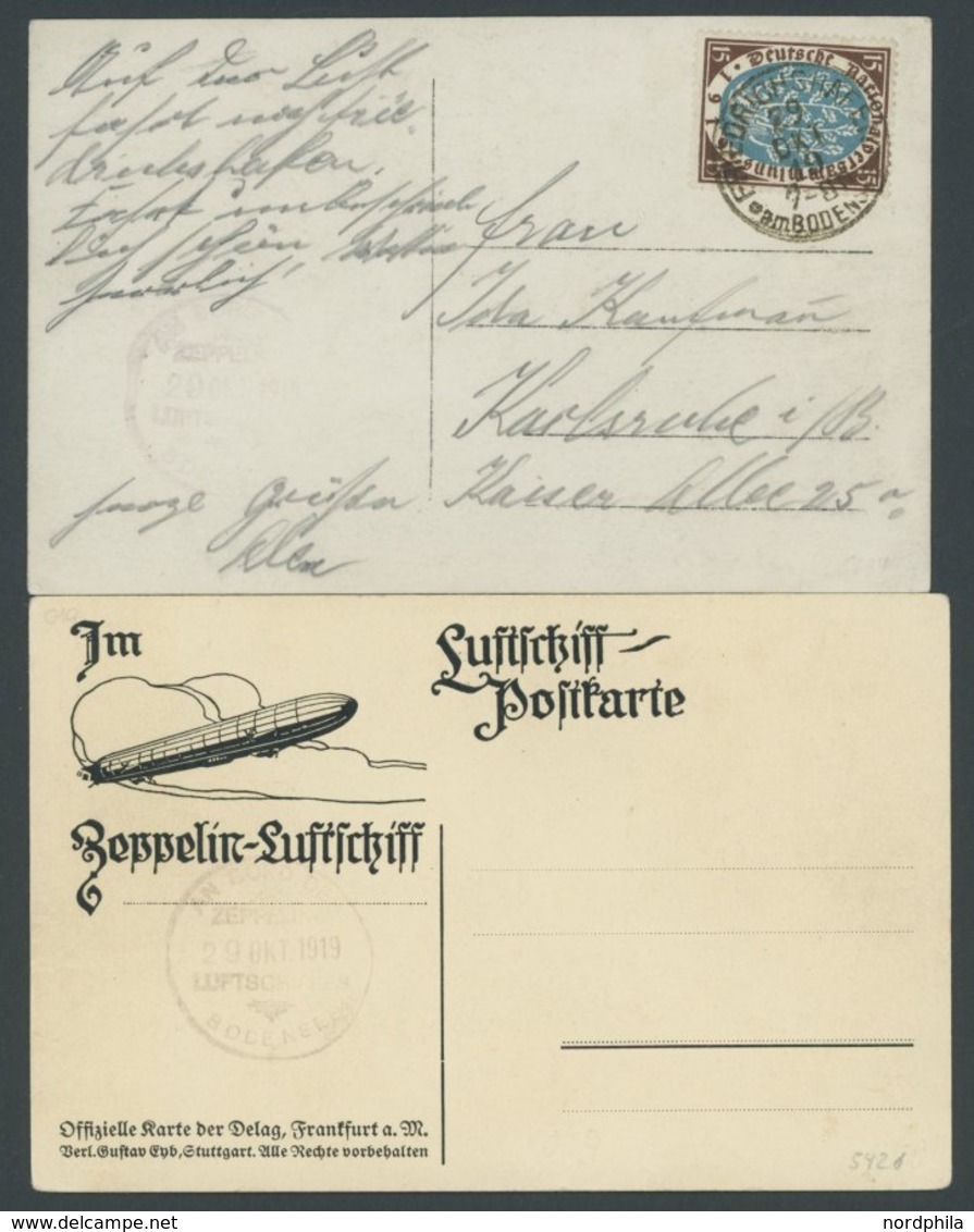 ZEPPELINPOST 19C BRIEF, 1919, Luftschiff Bodensee, Poststempel Friedrichshafen, Dazu Blankokarte (mit Firmenlochung) Mit - Zeppelins