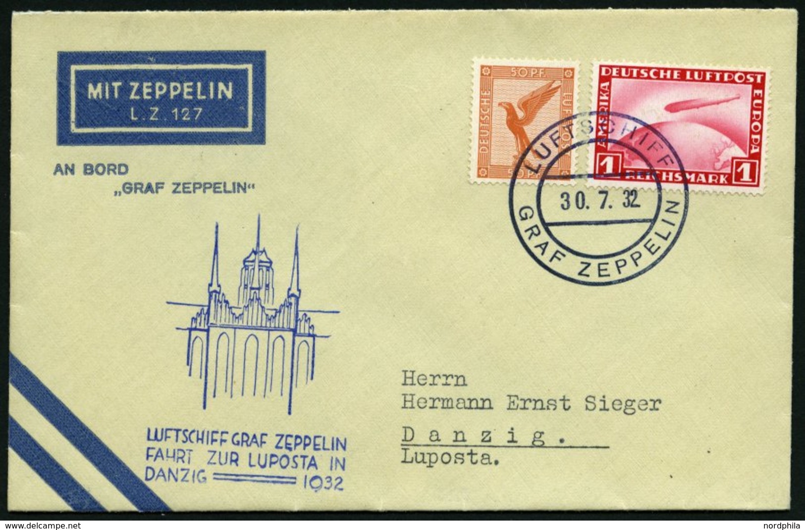 ZEPPELINPOST 169Ab BRIEF, 1932, LUPOSTA-Fahrt, Bordpost, Prachtbrief - Zeppelins