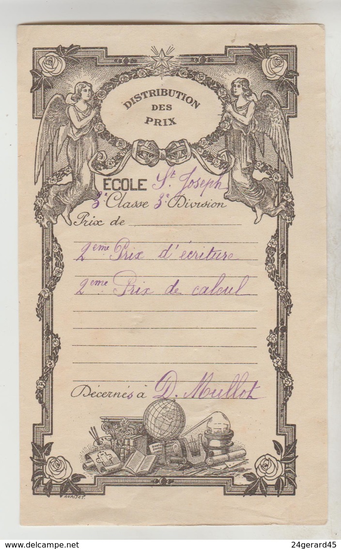 ETUDES TEMOIGNAGE DE SATISFACTION LYCEE DE CHARBOURG 01/1902 + FICHE DISTRIBUTION DES PRIX ECOLE ST JOSEPH - Diplomi E Pagelle