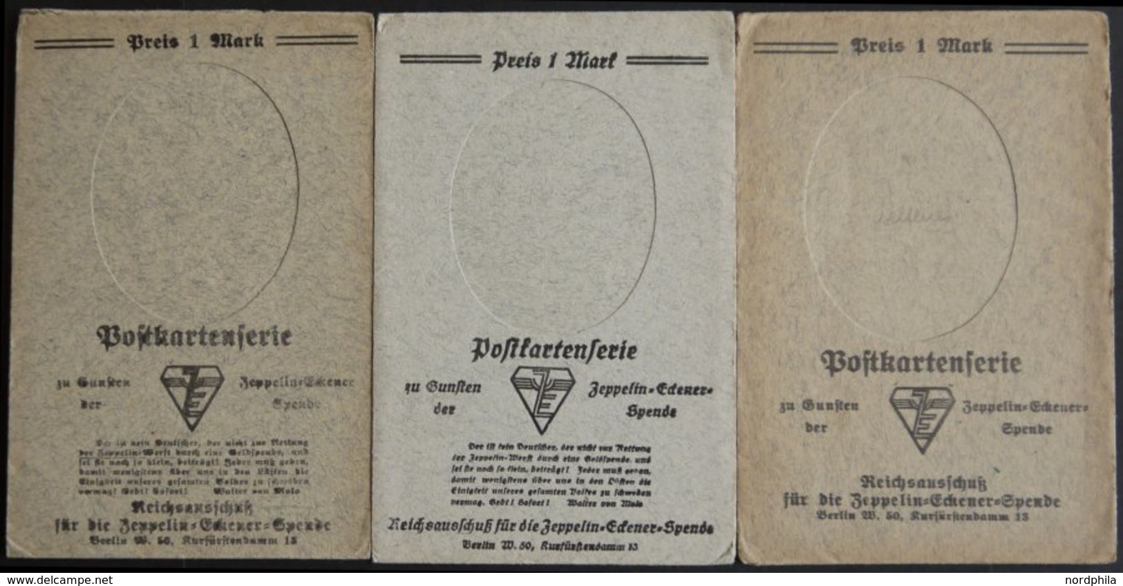 LUFTPOST-VIGNETTEN 1925, Zeppelin-Eckener-Spende, 3 Verschiedene Paasepartout-Umschläge Mit Jeweils Einer Serie Von 4 Ka - Poste Aérienne & Zeppelin