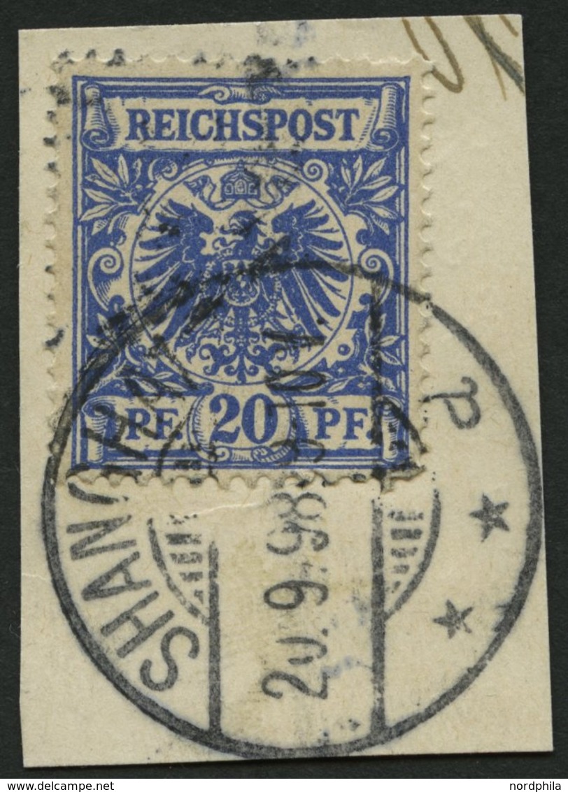 DP CHINA V 48d BrfStk, 1898, 20 Pf. Violettultramarin, Stempel SHANGHAI **a, Prachtbriefstück, Gepr. Bothe - Chine (bureaux)