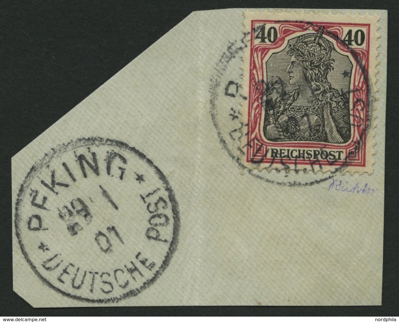 DP CHINA P Vf BRIEF, Petschili: 1900, 40 Pf. Reichspost, Stempel PEKING, Großes Prachtbriefstück, Signiert - Chine (bureaux)