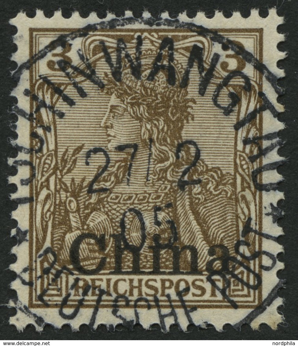 DP CHINA 15a O, 1901, 3 Pf. Reichspost, Zentrischer Stempel TSCHINWANTAU, Kabinett - Chine (bureaux)