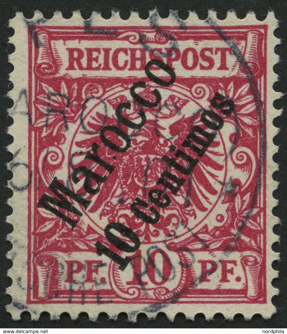 DP IN MAROKKO 3d O, 1899, 10 C. Auf 10 Pf. Lilarot, Pracht, Gepr. Jäschke-L., Mi. 100.- - Deutsche Post In Marokko