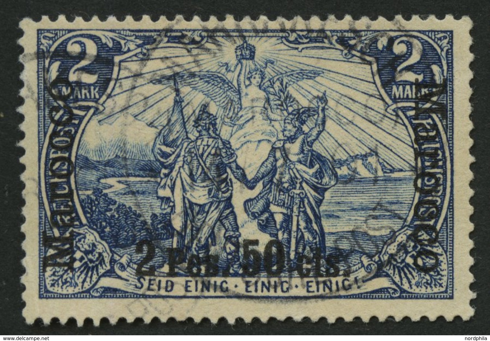 DP IN MAROKKO 17I/II O, 1900, 2 P. 50 C. Auf 2 M., Type II, Ein Paar Stumpfe Zähne Sonst Pracht, Mi. 180.- - Deutsche Post In Marokko