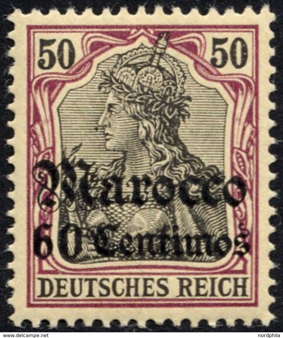 DP IN MAROKKO 28 **, 1905, 60 C. Auf 50 Pf., Ohne Wz., Postfrisch, Pracht, Mi. 70.- - Deutsche Post In Marokko