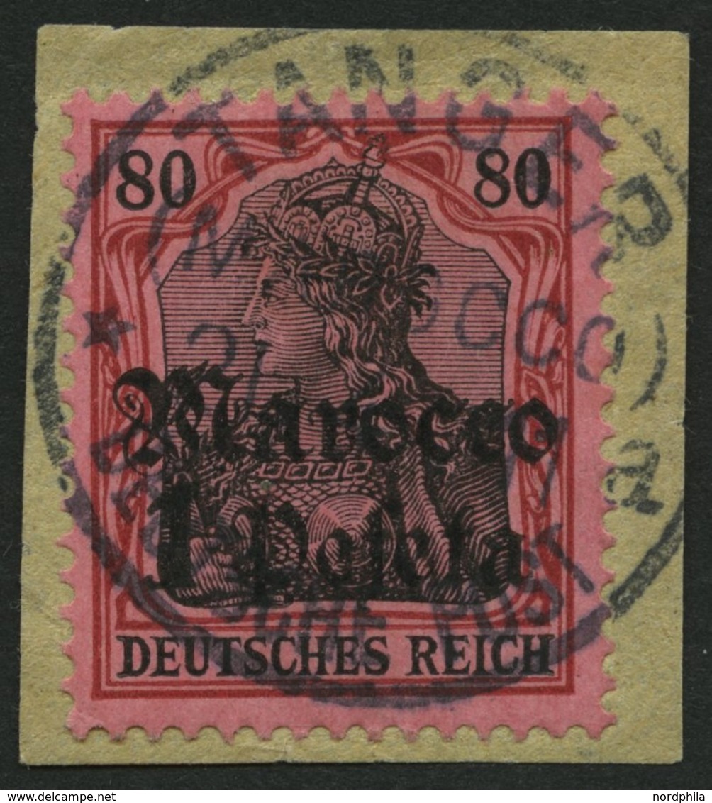 DP IN MAROKKO 42 BrfStk, 1911, 1 P. Auf 80 Pf., Mit Wz., Stempel TANGER A (CC)! Prachtbriefstück, R! - Maroc (bureaux)