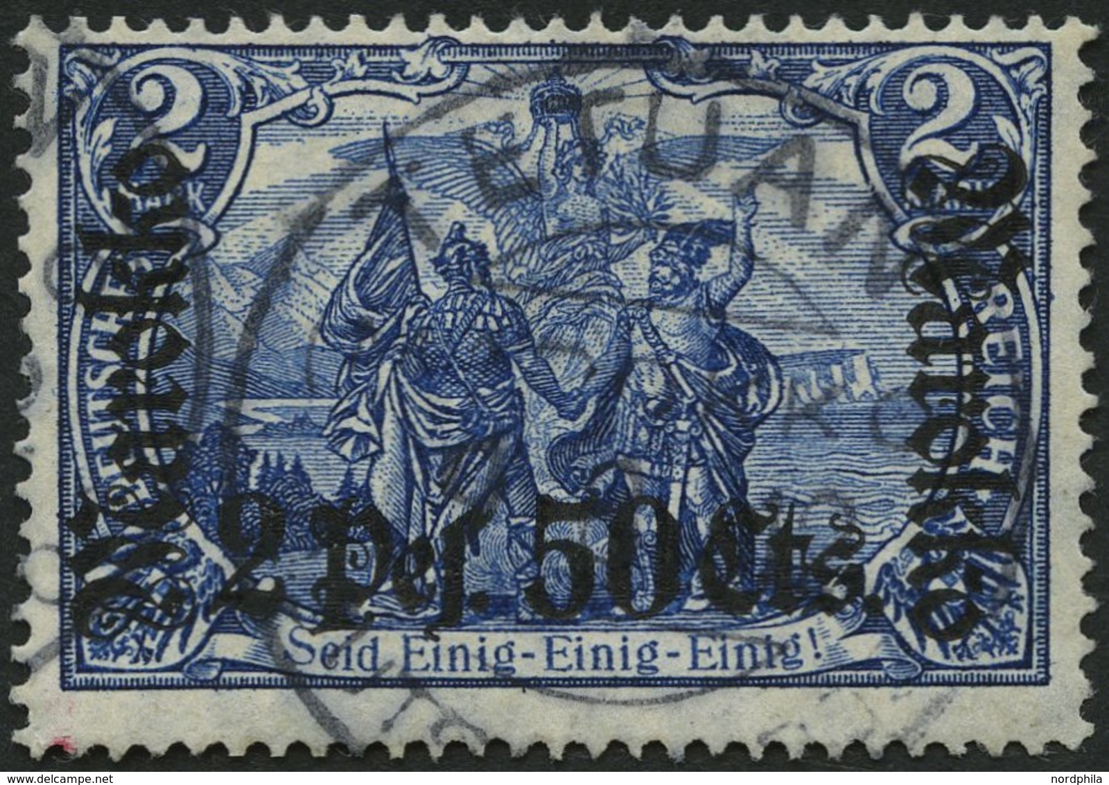 DP IN MAROKKO 56IA O, 1911, 2 P. 50 C. Auf 2 M., Friedensdruck, Stempel TETUAN, Pracht, Gepr. W. Engel - Marruecos (oficinas)