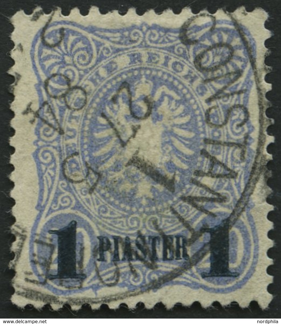 DP TÜRKEI 3b O, 1884, 1 PIA. Auf 20 Pf. Violettultramarin, Aufdruck Blauschwarz, Feinst, Gepr. Drahn, Mi. 90.- - Turquie (bureaux)