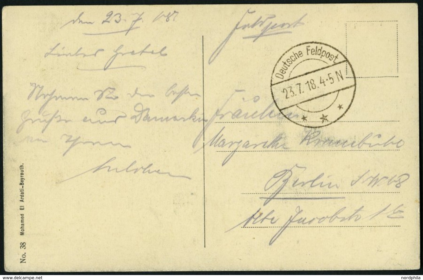 DP TÜRKEI 1918, Feldpoststation DAMASKUS (2 DFP) Auf Feldpost-Ansichtskarte, Pracht - Turchia (uffici)