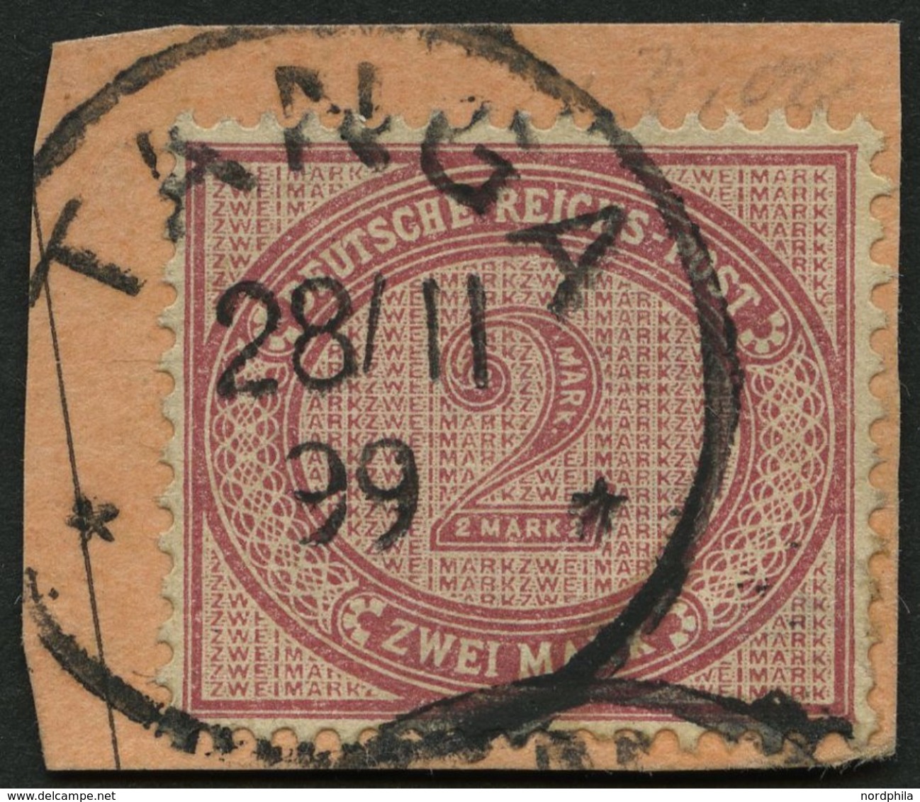 DEUTSCH-OSTAFRIKA VO 37f BrfStk, 1899, 2 M. Rötlichkarmin, K1 TANGA, Postabschnitt, Pracht, Gepr. Pauligk - Afrique Orientale