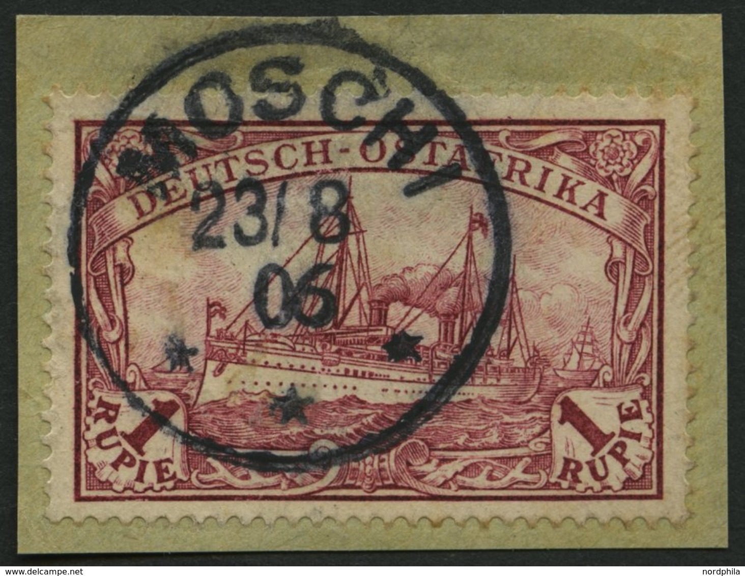 DEUTSCH-OSTAFRIKA 19 BrfStk, 1901, 1 R. Dunkellilarot, Stempel MOSCHI, Prachtbriefstück, Mi. (60.-) - Afrique Orientale