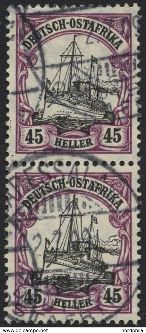 DEUTSCH-OSTAFRIKA 36 Paar O, 1906, 45 H. Mittelbraunviolett/schwarz, Mit Wz., Im Senkrechten Paar, Pracht, Mi. (140.-) - German East Africa