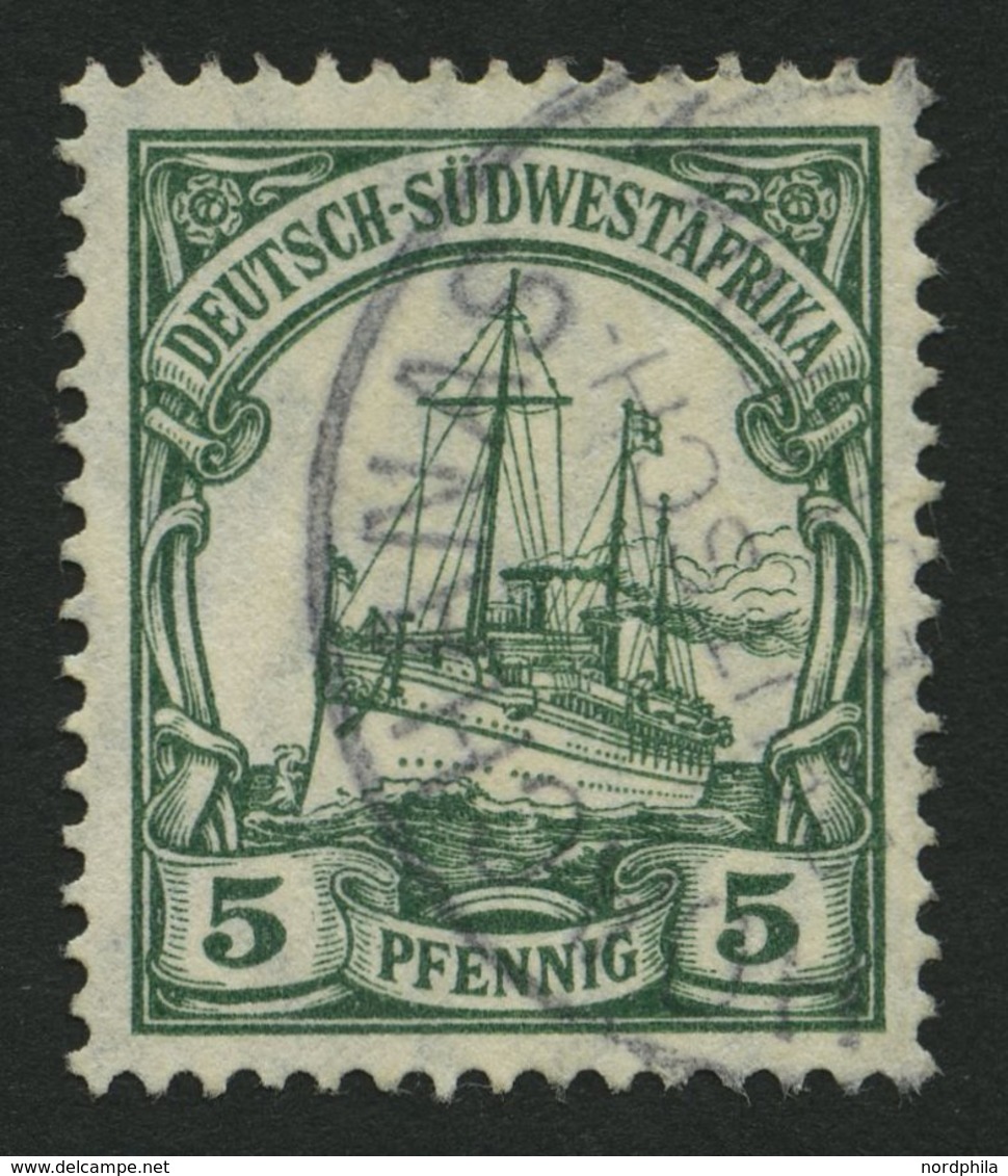 DSWA 25 O, HOACHANAS Auf 5 Pf. Grün, Pracht - German South West Africa