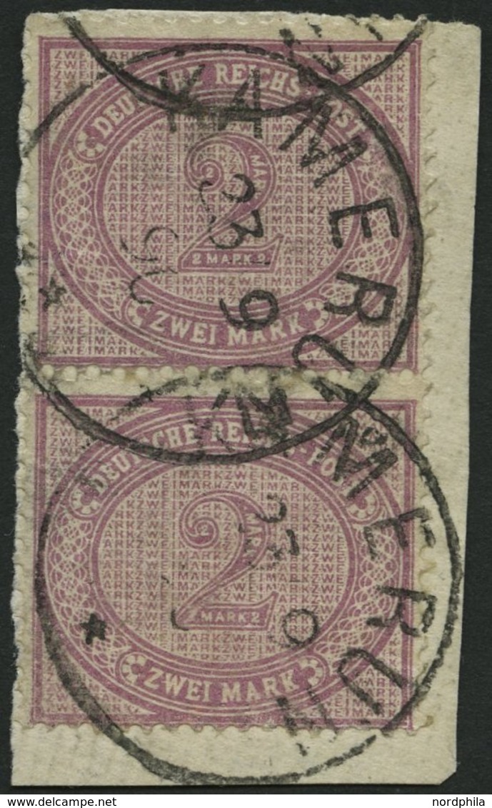 KAMERUN V 37d Paar BrfStk, 1890, 2 M. Lebhaftgraulila Im Senkrechten Paar Auf Leinbriefstück, Klare Stempel KAMERUN 23/9 - Kameroen