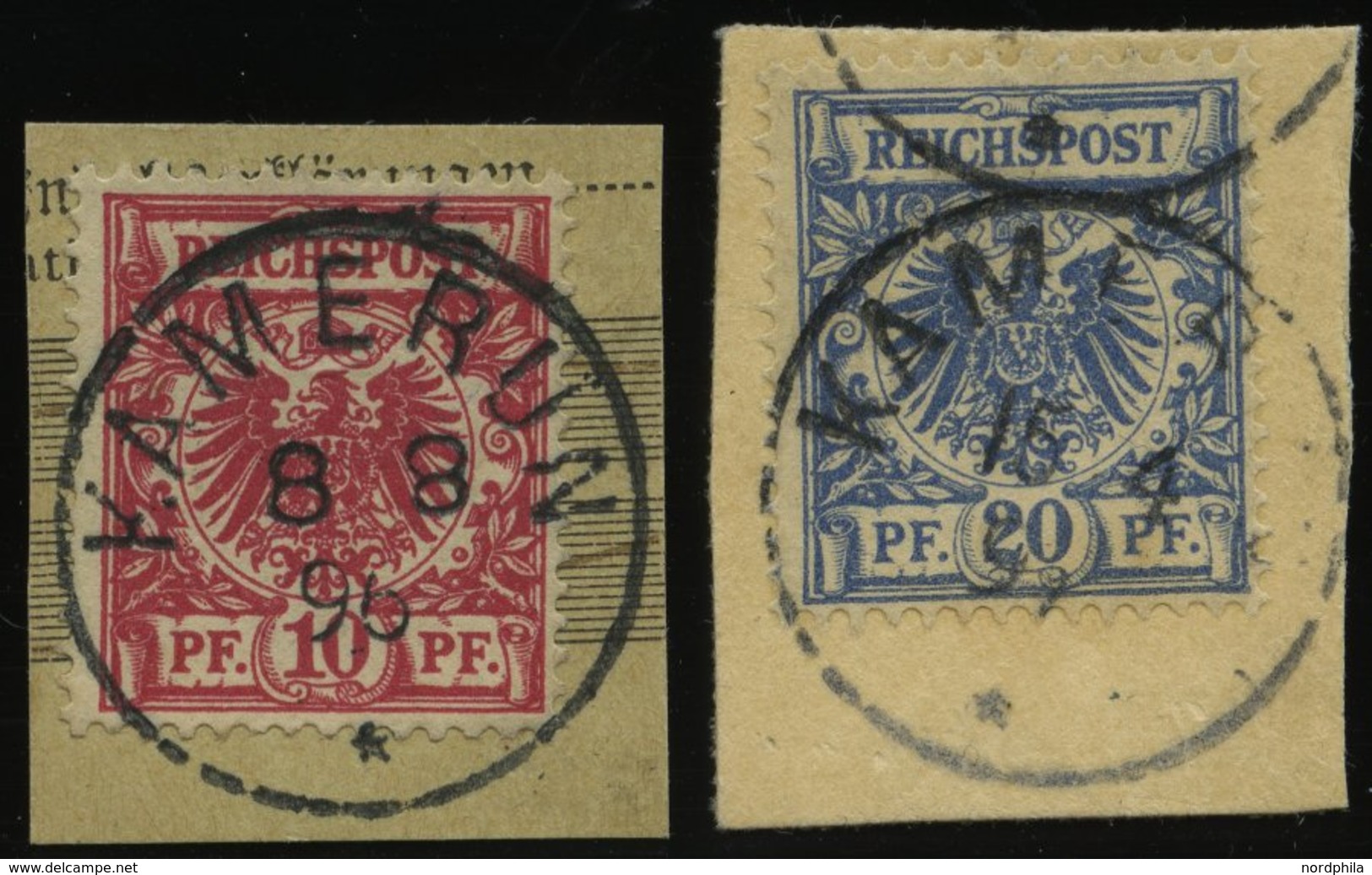 KAMERUN V 47d,48d BrfStk, 1897, 10 Pf. Lebhaftlilarot Und 20 Pf. Violettultramarin, Stempel KAMERUN, 2 Prachtbriefstücke - Cameroun