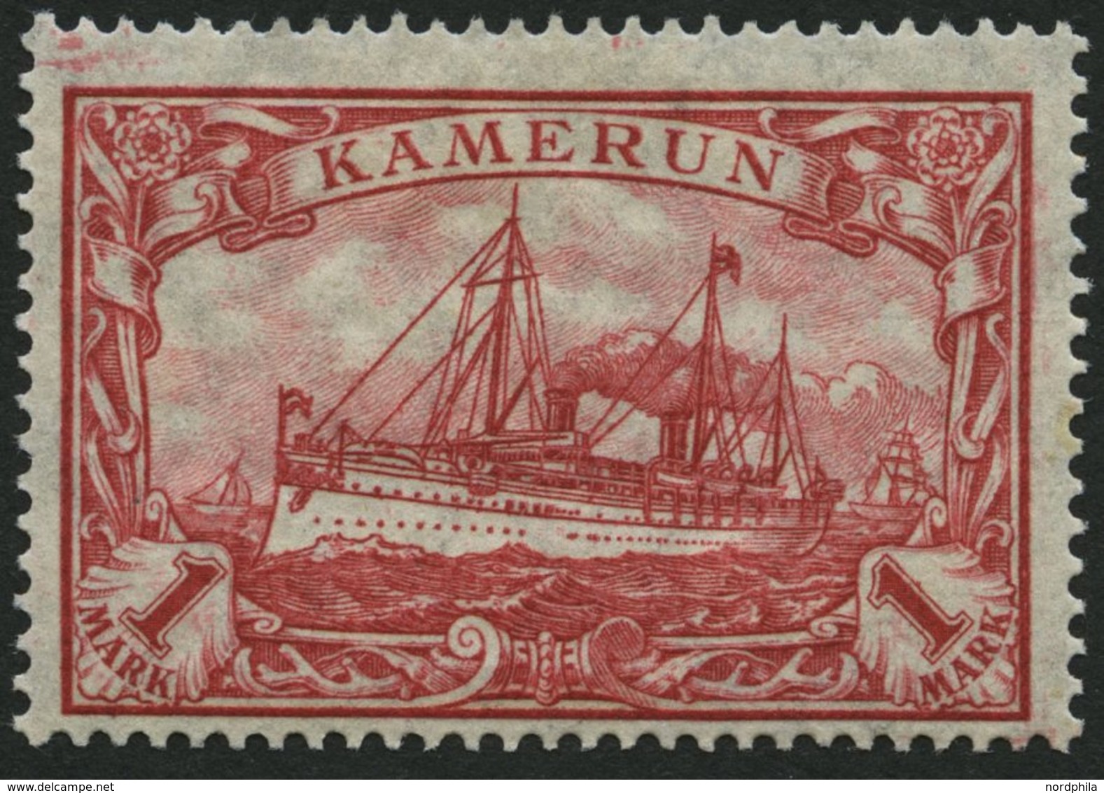KAMERUN 24IIA *, 1919, 1 M. Dunkelkarminrot, Mit Wz., Kriegsdruck, Gezähnt A, Falzreste, Pracht, Mi. 150.- - Camerún