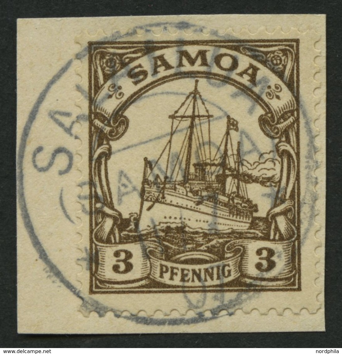 SAMOA 7 BrfStk, 1900, 3 Pf. Dunkelockerbraun, Ohne Wz., Stempel SALAILUA, Prachtbriefstück - Samoa