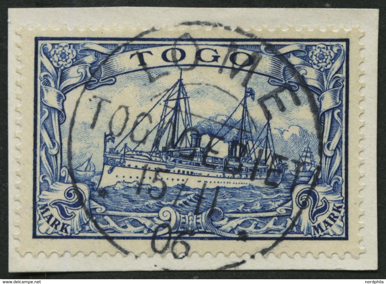TOGO 17 BrfStk, 1900, 2 M. Schwärzlichblau, Prachtbriefstück, Mi. (100.-) - Togo