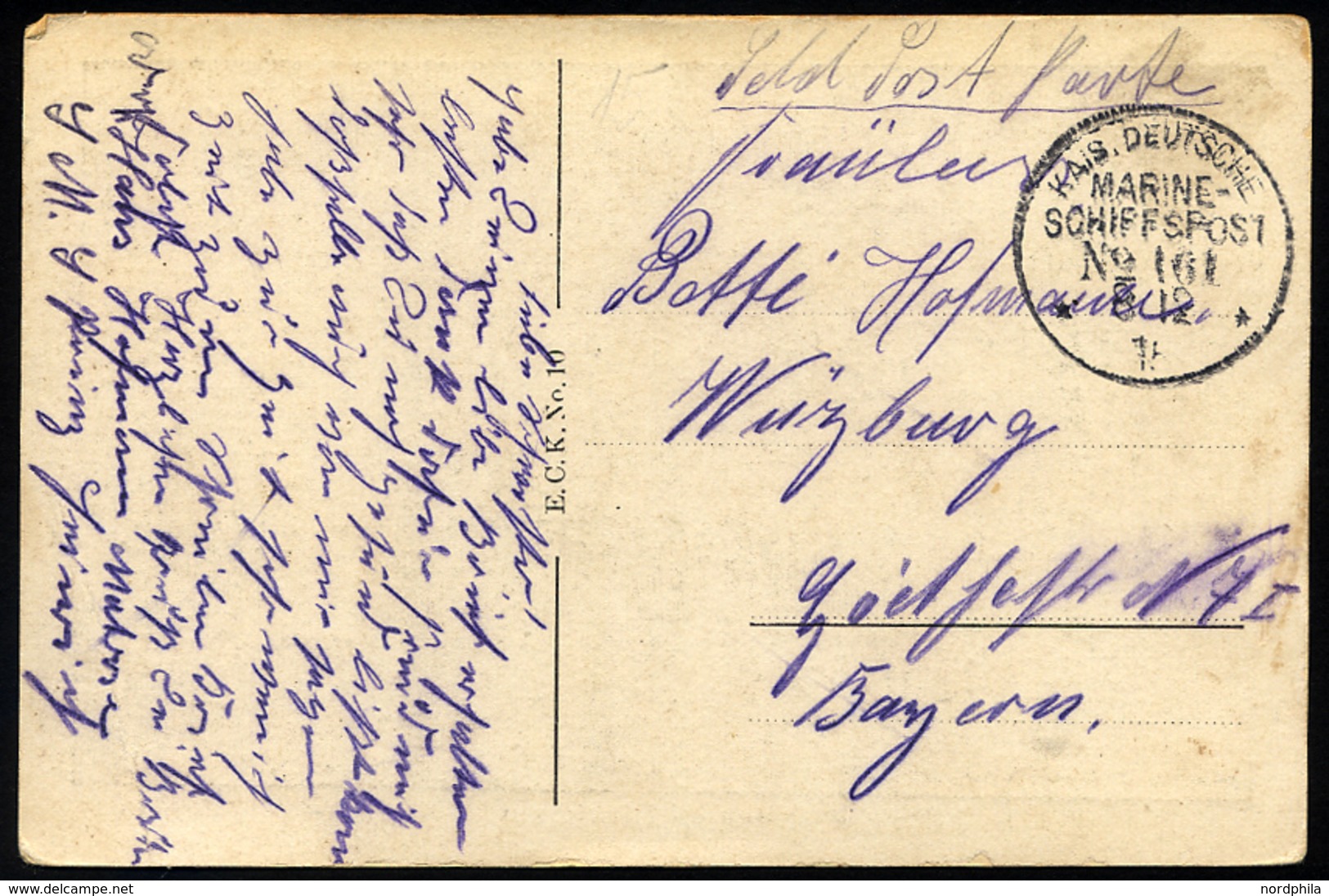 MSP VON 1914 - 1918 161 (Panzerkreuzer PRINZ HEINRICH), 8.12.1916, Feldpost-Ansichtskarte (Leuchtturm Bei Friedrichsort) - Maritime