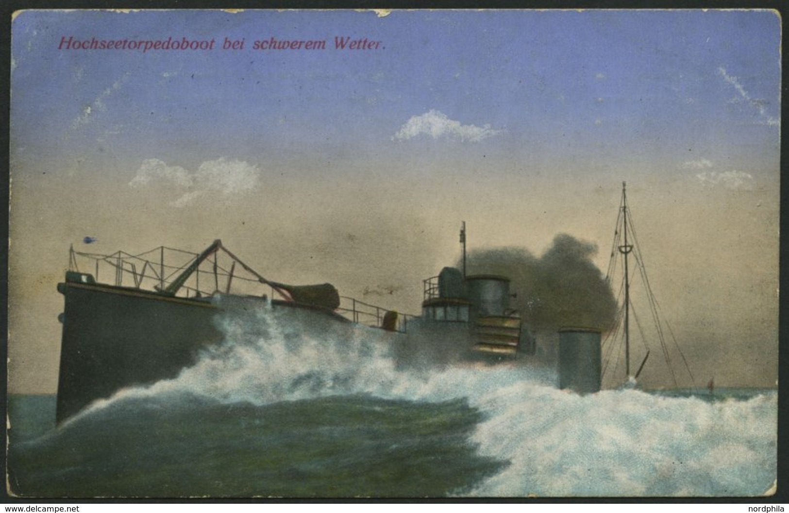 MSP VON 1914 - 1918 (18. Torpedoboot Division), 1.11.1914, Roter Briefstempel, Feldpost-Ansichtskarte (Hochseetorpedotbo - Maritime
