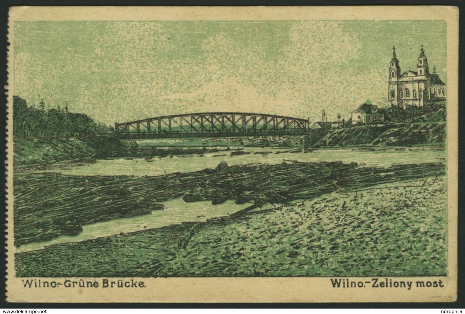 LETTLAND 1302 BRIEF, K.D. FELDPOSTEXP. 77. RESERVE DIV., 6.5.16, Auf Farbiger Ansichtskarte (Wilna-Grüne Brücke) Nach Ke - Lettonie