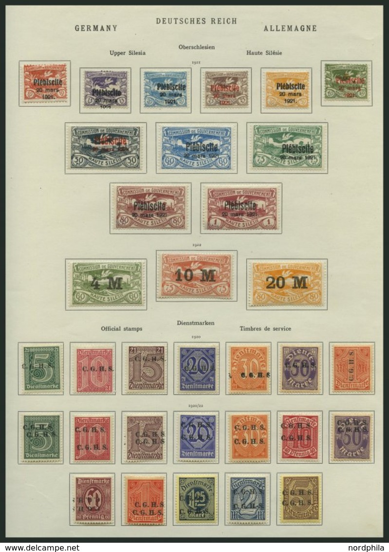 OBERSCHLESIEN *, O, 1920-22, Sammlung Oberschlesien Mit Mittleren Ausgaben, Fast Nur Prachterhaltung - Otros & Sin Clasificación