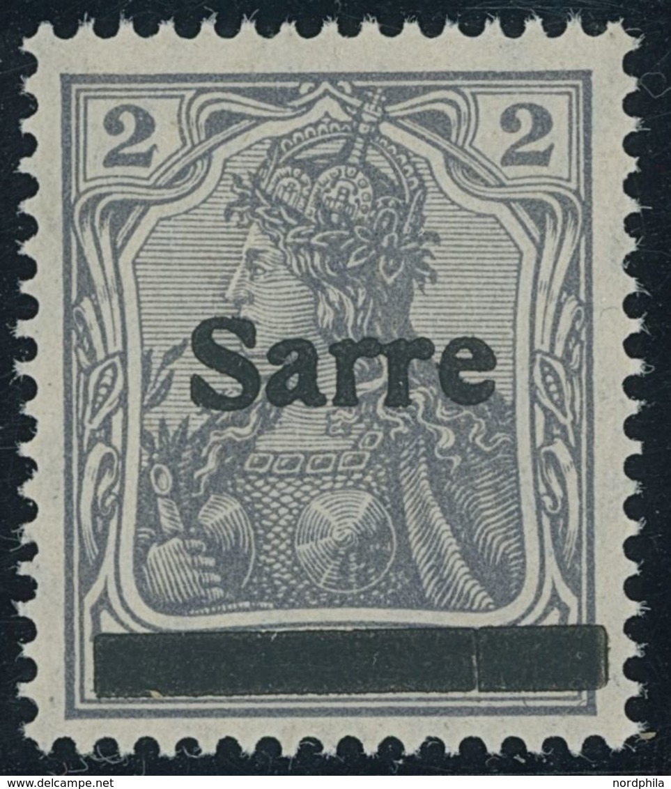 SAARGEBIET A1 PF D **, 1920, 2 Pf. Dunkelblaugrau (schraffierter Hintergrund), Aufdruck Irrtümlich Auf Dt. Reich Mi.Nr.  - Other & Unclassified