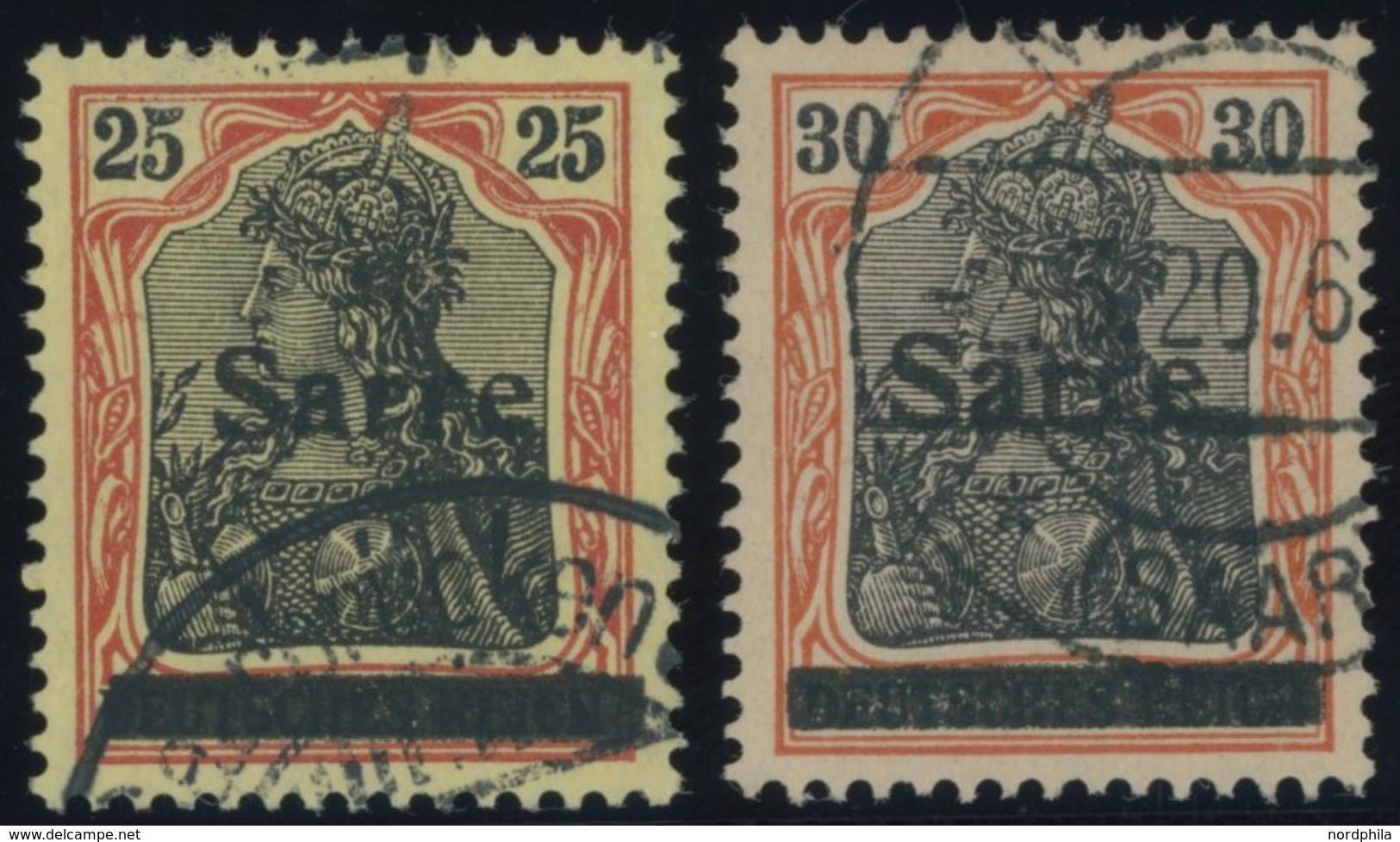 SAARGEBIET 9a,10xI O, 1920, 25 Pf. Rötlichorange/schwarz Auf Gelbweiß Und 30 Pf. Dunkelrotorange/schwarz Auf Hellchromge - Otros & Sin Clasificación