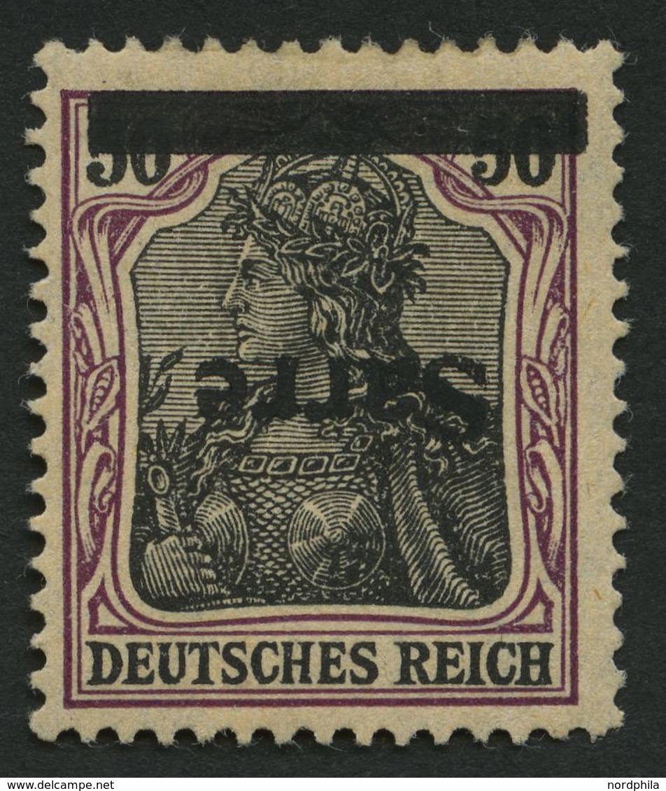 SAARGEBIET 13xaIK *, 1920, 50 Pf. Dunkelbäunlichlila/schwarz Auf Chromgelb, Type I, Kopfstehender Aufdruck, Falzreste, P - Sonstige & Ohne Zuordnung