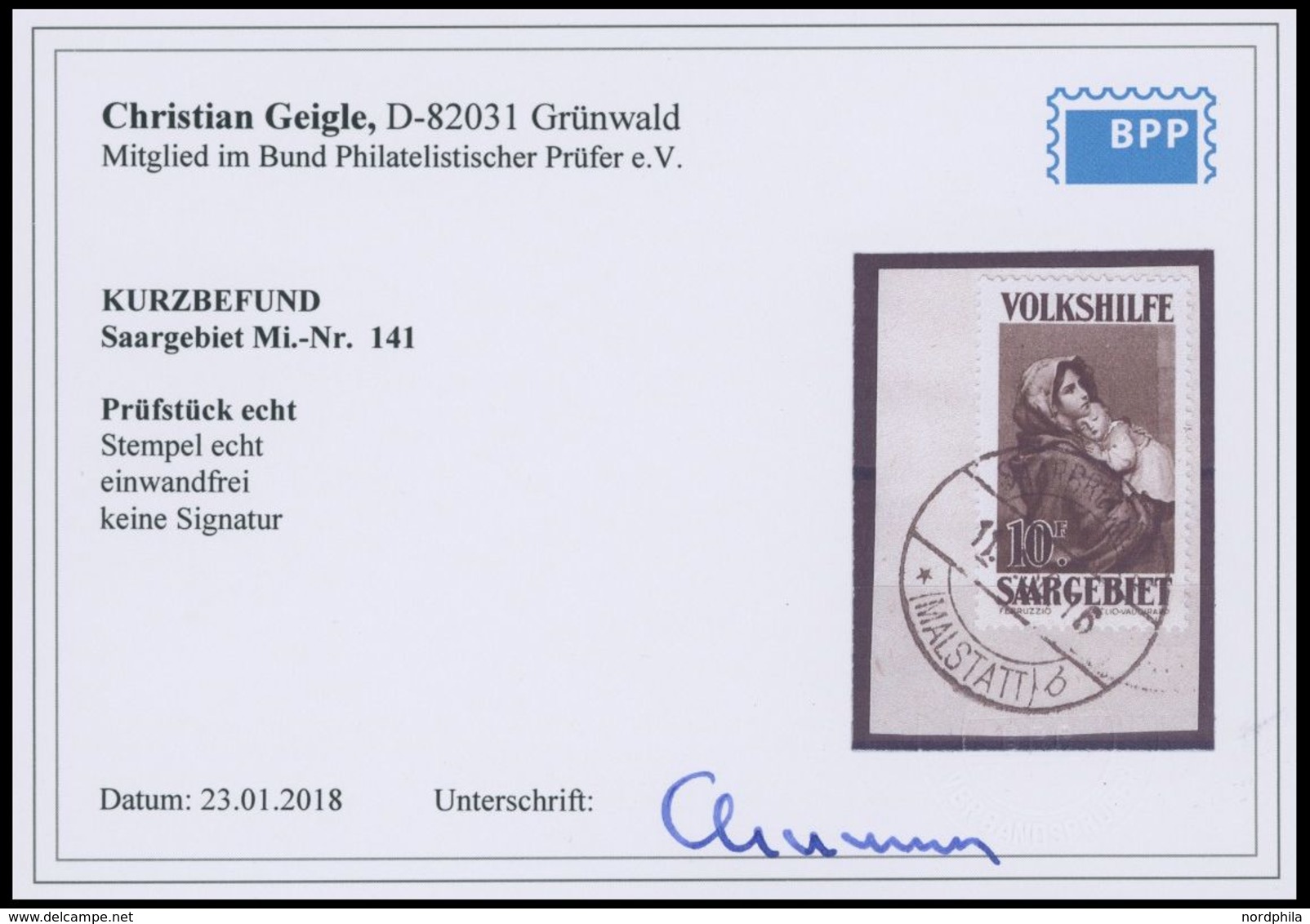 SAARGEBIET 141 BrfStk, 1929, 10 Fr. Gemälde II, Prachtbriefstück, Kurzbefund Geigle, Mi. (170.-) - Sonstige & Ohne Zuordnung