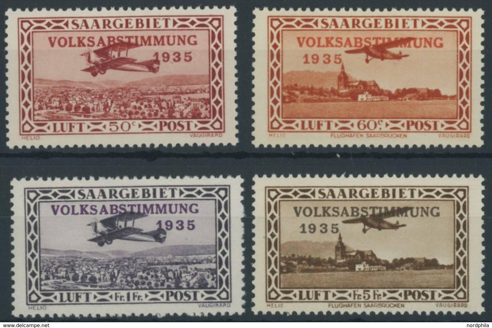 SAARGEBIET 195-98 **, 1934, Flugpost, Prachtsatz, Mi. 65.- - Autres & Non Classés