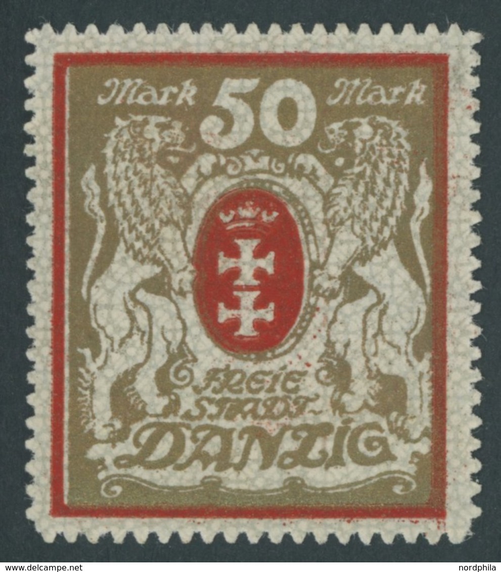 FREIE STADT DANZIG 100Xa **, 1922, 50 M. Rot, Wz. 2X, Pracht, Mi. 260.- - Sonstige & Ohne Zuordnung