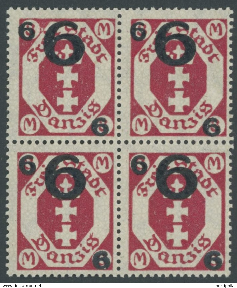 FREIE STADT DANZIG 106b VB **, 1922, 6 Auf 3 M. Karminrot Im Viererblock, Postfrisch, Pracht, Mi. 60.- - Otros & Sin Clasificación