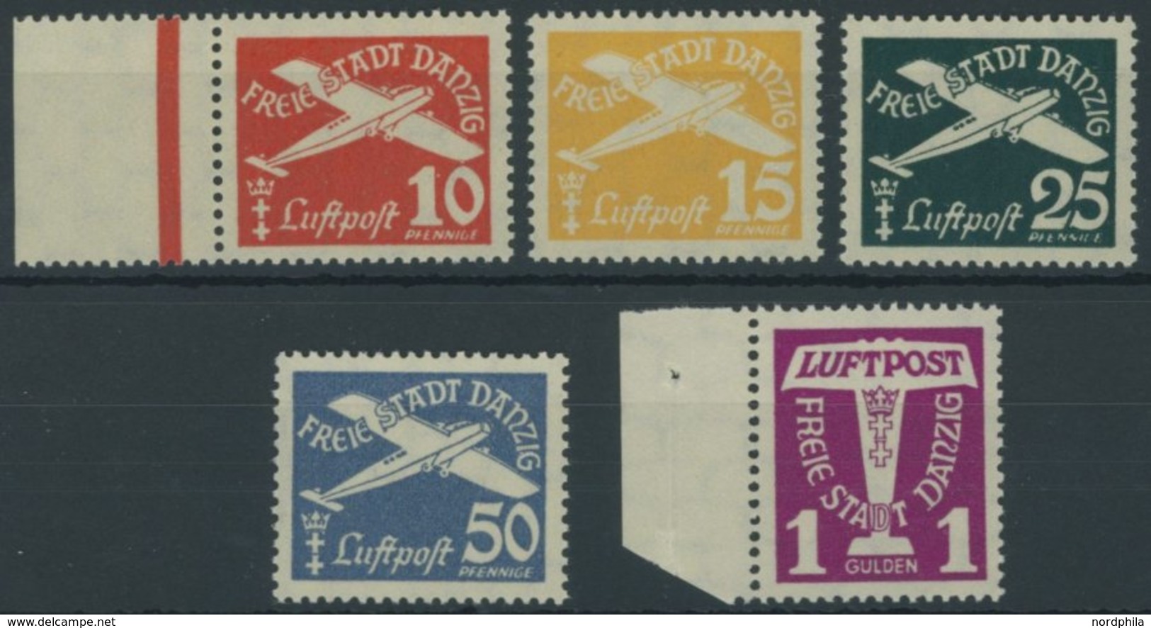 FREIE STADT DANZIG 251-55 **, 1935, Flugpost, Postfrischer Prachtsatz, Mi. 80.- - Autres & Non Classés