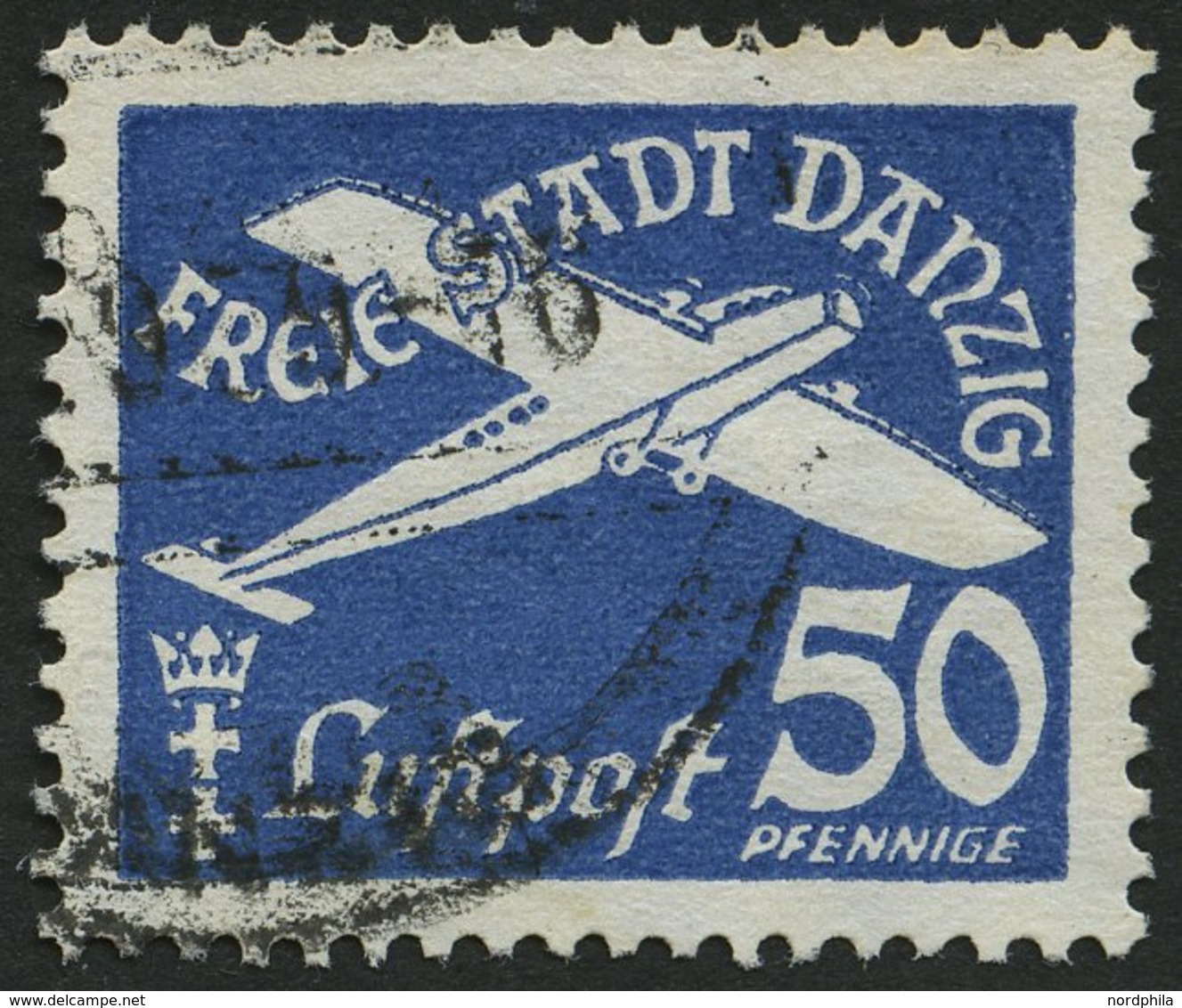FREIE STADT DANZIG 301 O, 1939, 50 Pf. Flugpost, Pracht, Gepr. Gruber, Mi. 75.- - Autres & Non Classés