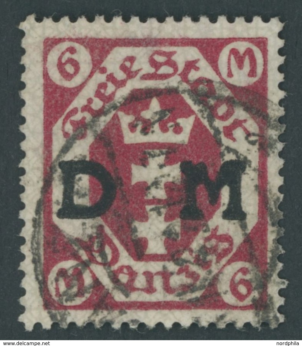 DIENSTMARKEN D 26b O, 1922, 6 M. Rotkarmin, Zeitgerechte Entwertung (DA)NZIG (5)l, Pracht, Fotobefund Gruber, Mi. 450.- - Sonstige & Ohne Zuordnung